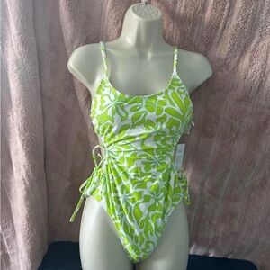 Cupshe Lime Floral One Piece Swimsuit